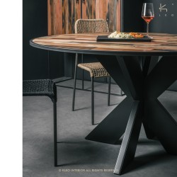 Round table with frame iron on top