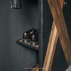 Storage shelf with wood panel black - 3