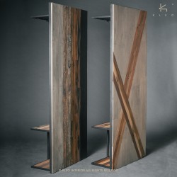 Storage shelf with wood panel