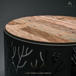 Round table with wooden top - 1